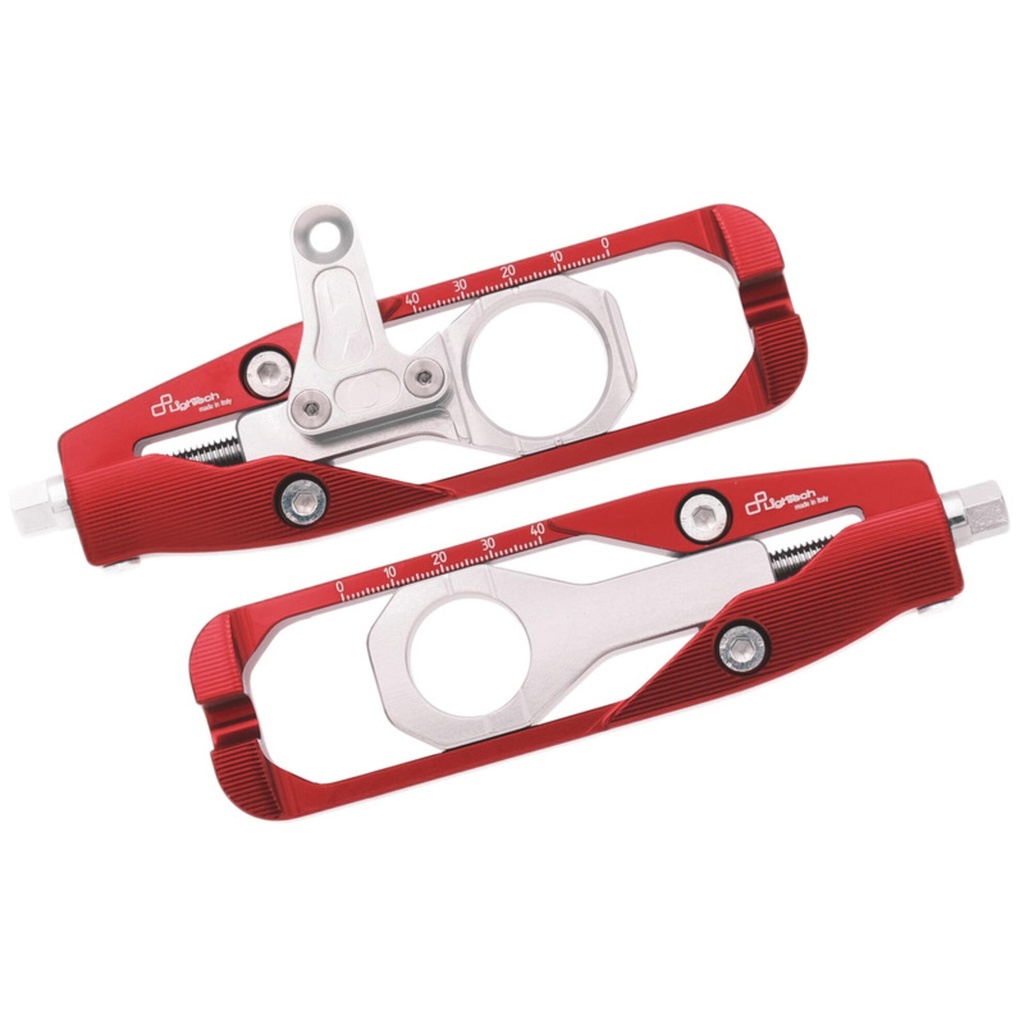 [LT-TEYA008ROS] Chain adjuster for Yamaha R6 (17) with rear brake caliper support (pair) (Rosso)