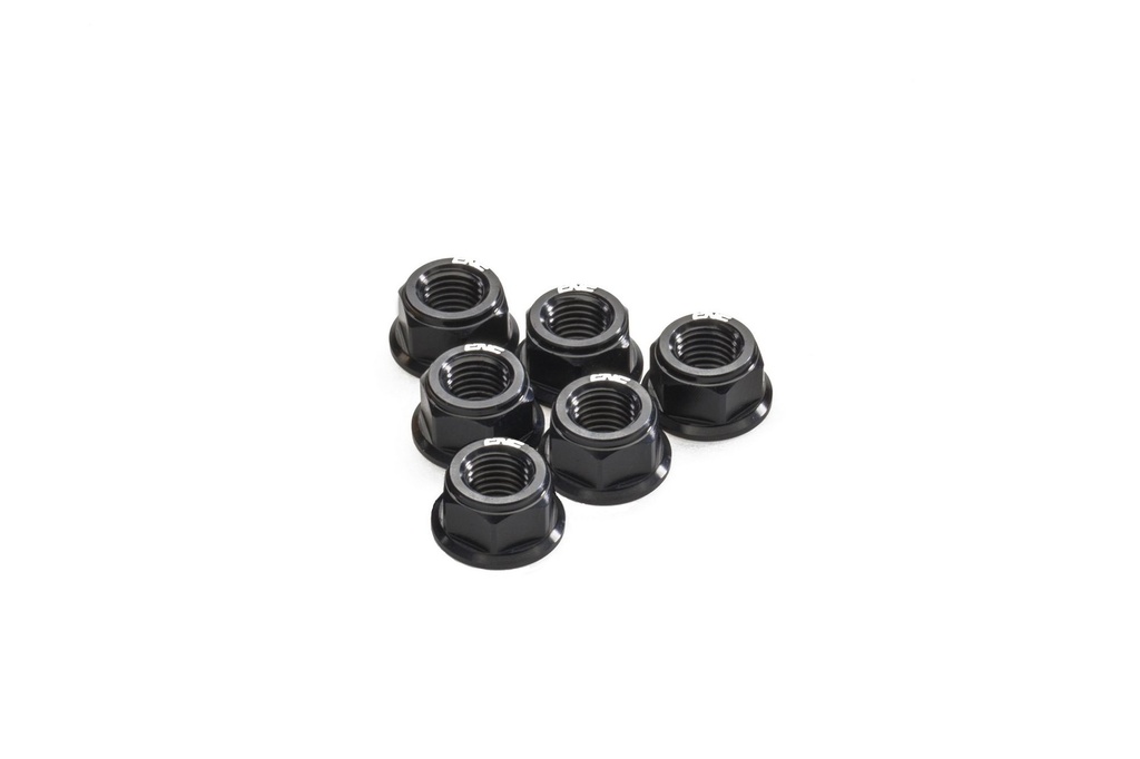 [CNC-DA387B] Nuts rear sprocket flange M10x1.25 6pcs (Black)