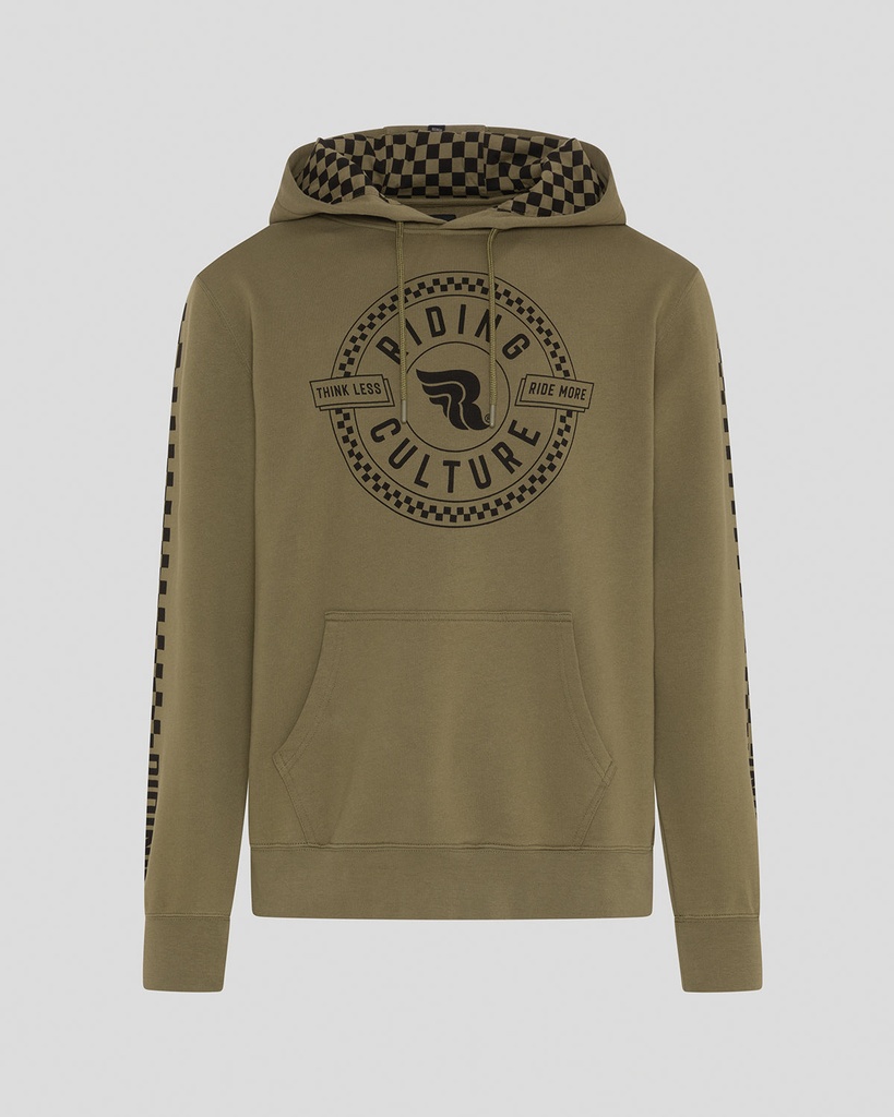 Checkerboard Circle Hoodie Olive Unisex