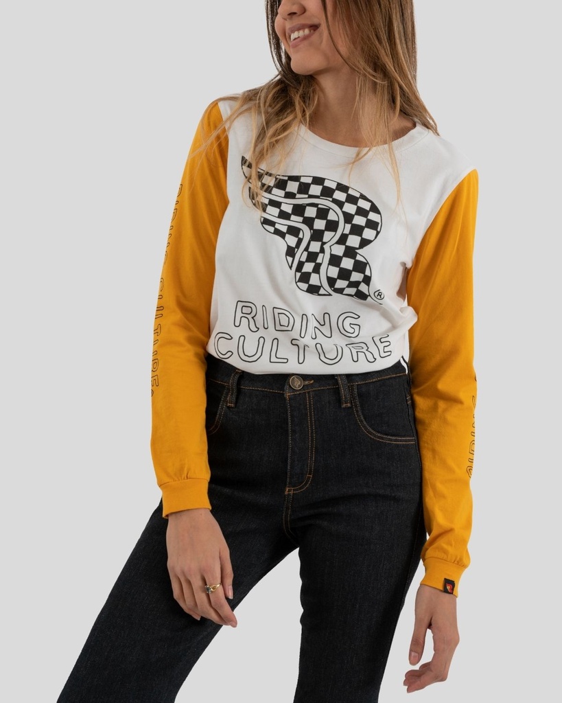 [RC-7630039467326] Checkerboard Longsleeve Lady White