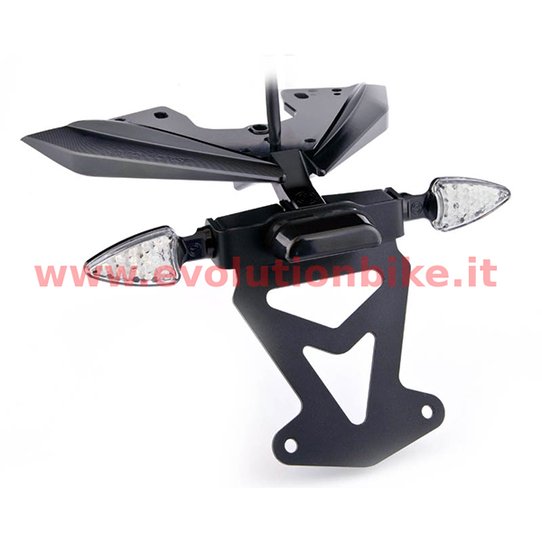 [104101206B] Moto Corse Dragster Numberplate Holder with Syencro Led Indicators (High Position) (Black)