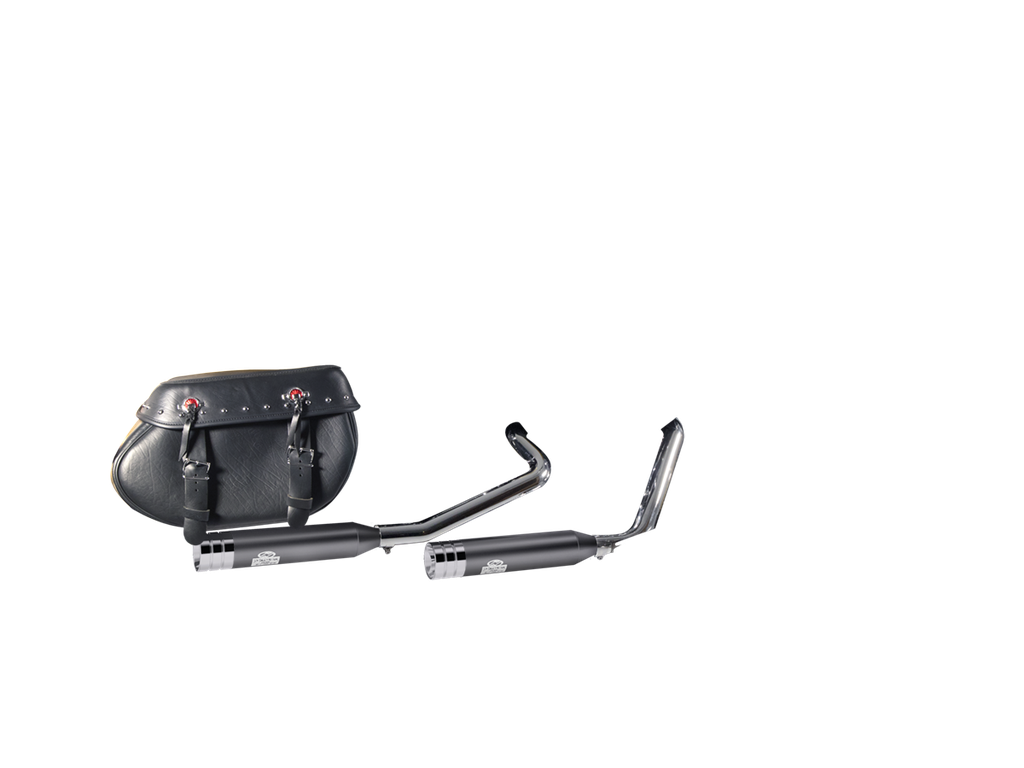 [JH-EP-113400] Harley-Davidson Bad Boy — adjustable exhaust, Shorty Wrinkle Black, 3,5" Big Shot Chrome