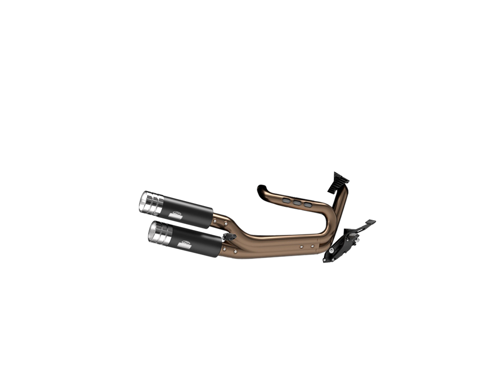 [JH-EP-150285] Harley-Davidson Fat Bob® 114cid — adjustable exhaust, Fat Bomb (OEM) Wrinkle Black, 4,0" Big Shot Chrome