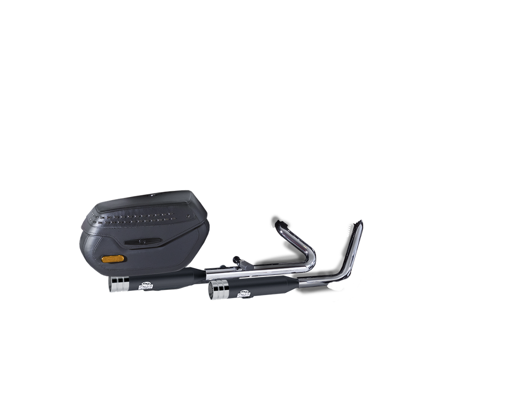 [JH-EP-142271] Harley-Davidson Softail® Deluxe — adjustable exhaust, Shorty Wrinkle Black, 3,5" Big Shot Chrome