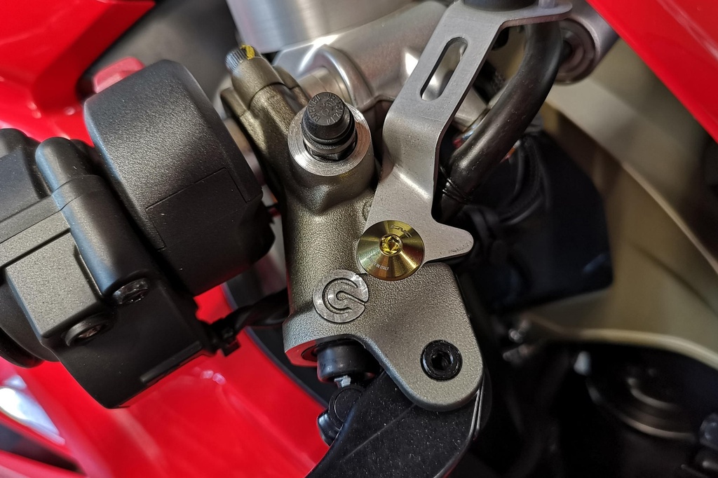 [CNC-KV443XG] FRONT BRAKE/CLUTCH FLUID TANK BRACKET SCREW - TITANIUM (Gold)