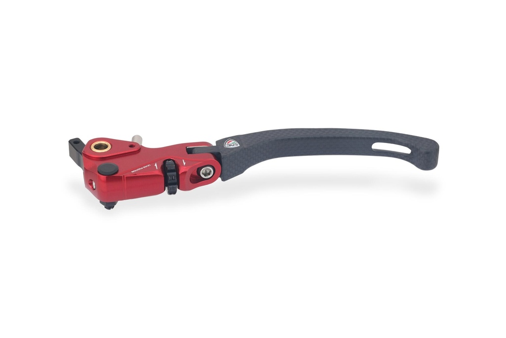 [CNC-LCV49YR] Clutch lever RACE EVO - Folding Matt Carbon for Brembo Semi-Radial master Cylinders (Red)