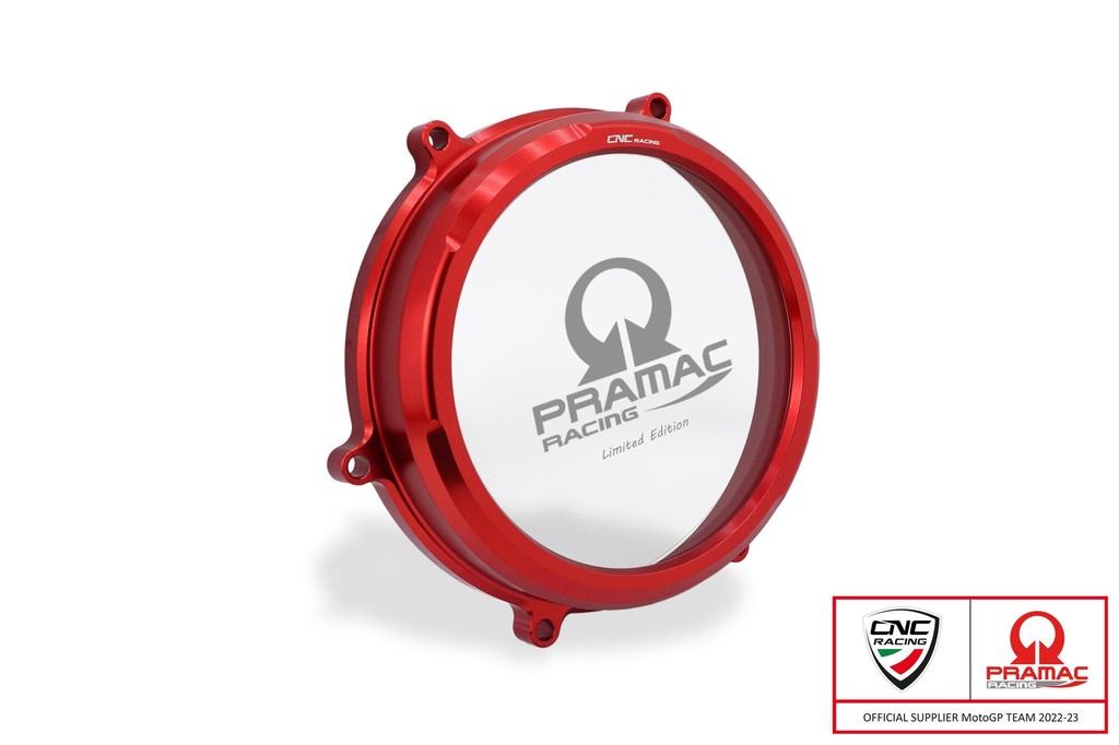 [CNC-CA202RPR] Clear oil bath clutch cover Ducati Panigale and Streetfighter V2 - Pramac Racing Limited Edition (Red)