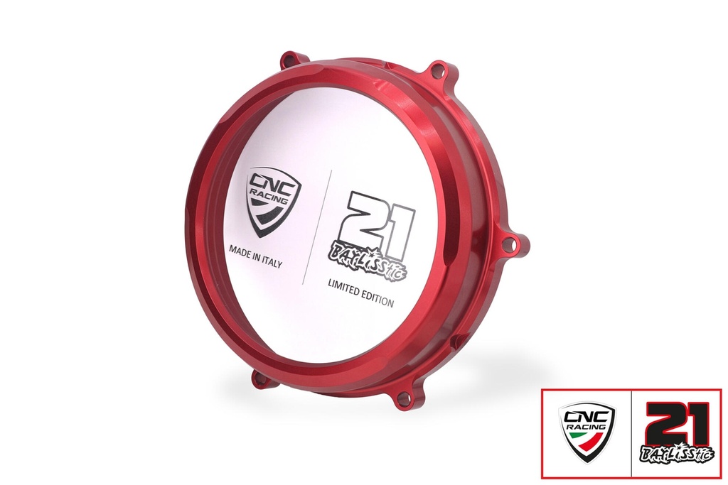 [CNC-CA202RTB] Clear oil bath clutch cover Ducati Panigale and Streetfighter V2 - Troy Bayliss Limited Edition (Red)
