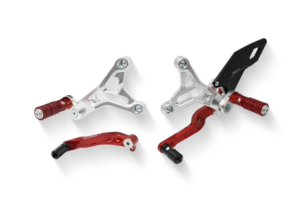 [CNC-PE228RS] Adjustable rear sets MV Agusta (Silver/Red)