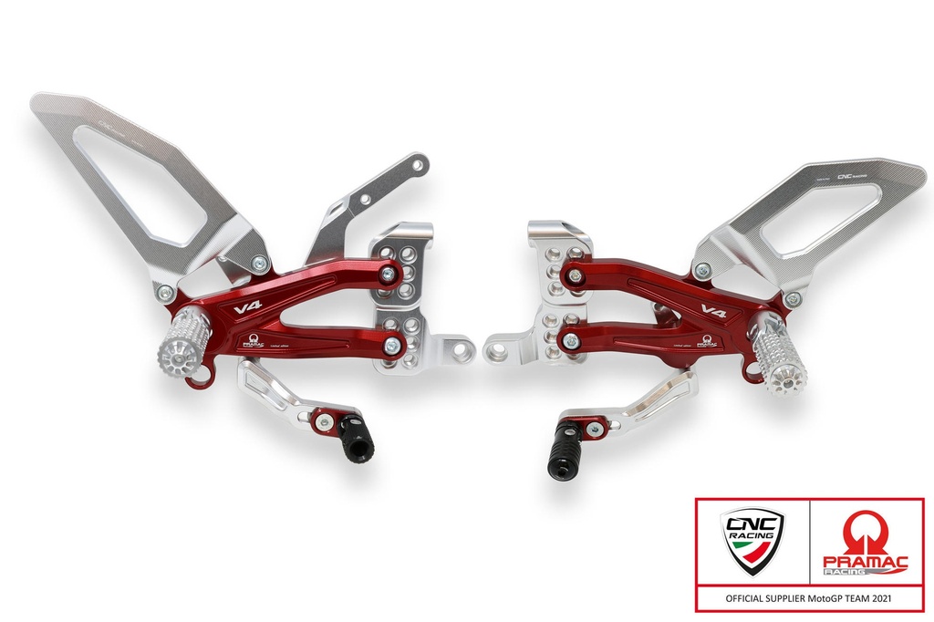 [CNC-PE406PR] Adjustable rear sets Ducati Panigale V4 series for V4, V4 S and V4 Speciale - Pramac Racing limited Edition