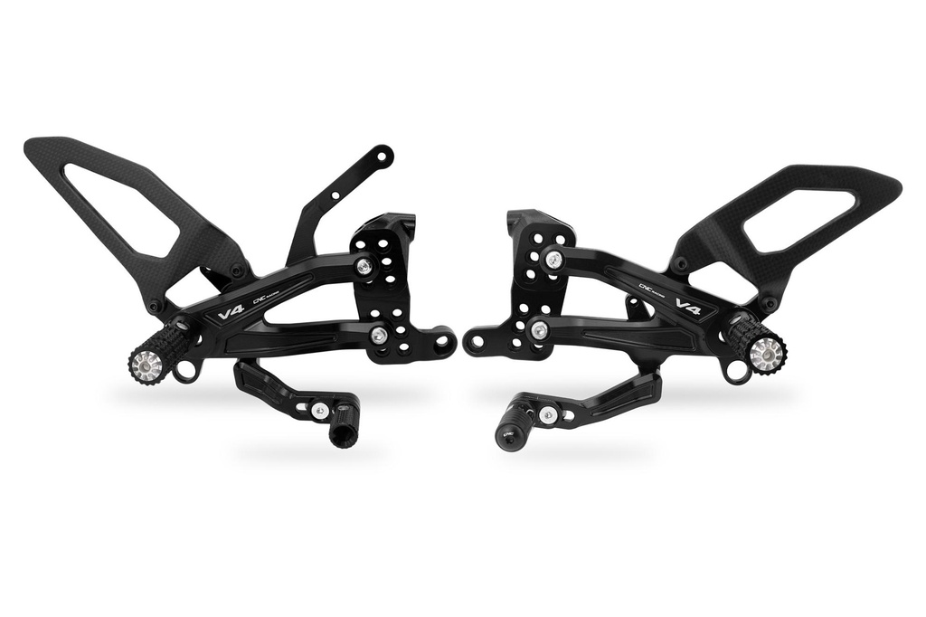[CNC-PE410BR] Adjustable rearsets Ducati Streetfighter V4 Carbon (Black/Red)