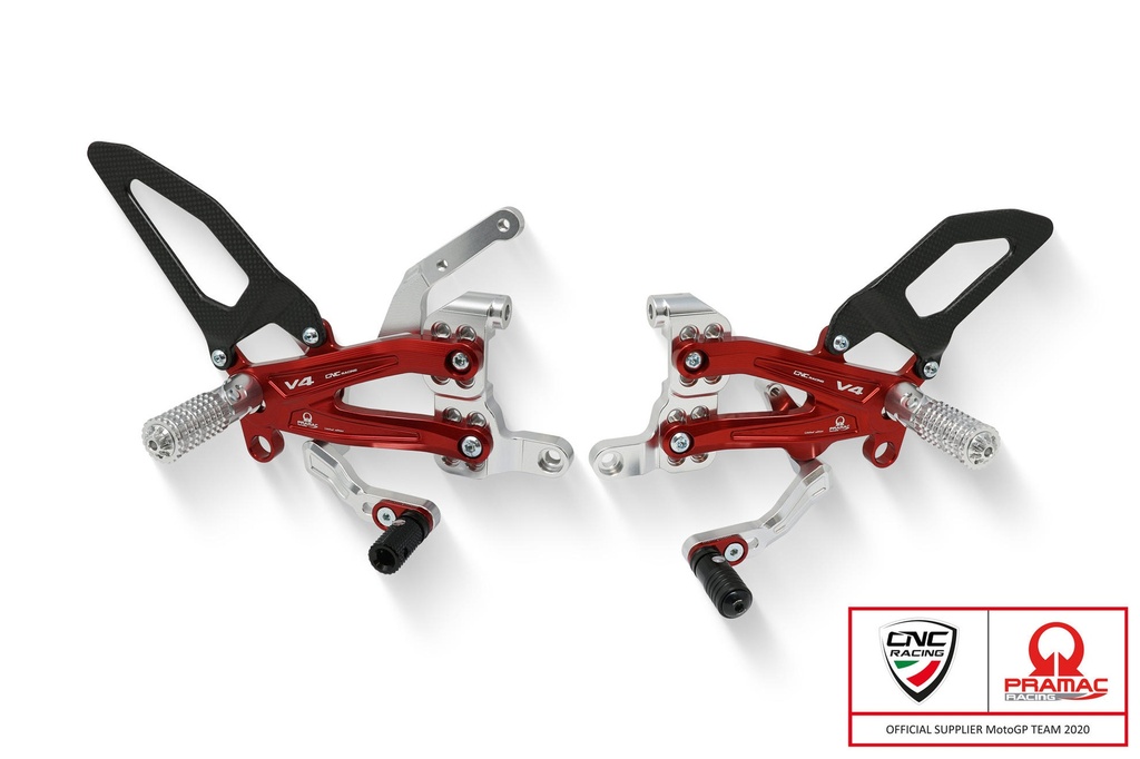 [CNC-PE410BPR] Adjustable rearsets Ducati Streetfighter V4 Carbon - Pramac Racing Limited Edition (Black)