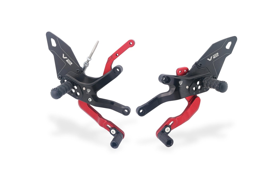 [CNC-PE418BR] Adjustable Rearsets Ducati Panigale V2 MY2025 (Black/Red)