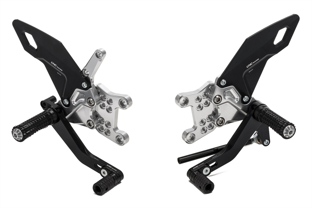 [CNC-PE505BS] REAR SETS ADJUSTABLE EASY FOR APRILIA RSV4 - TUONO (Black/Silver)