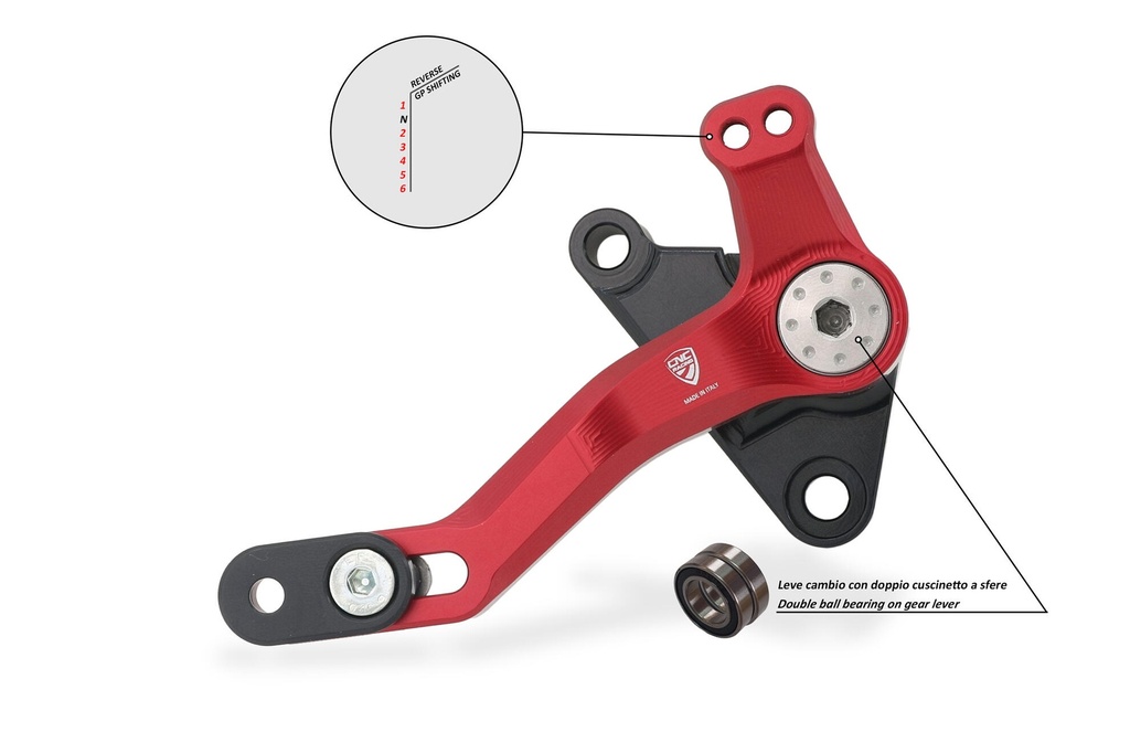 [CNC-PEC06R] Gear lever Ducati Multistrada V4 / V4 S / V4 Pikes Peak / V4 RS / V4 Rally - SLIDE (Red)