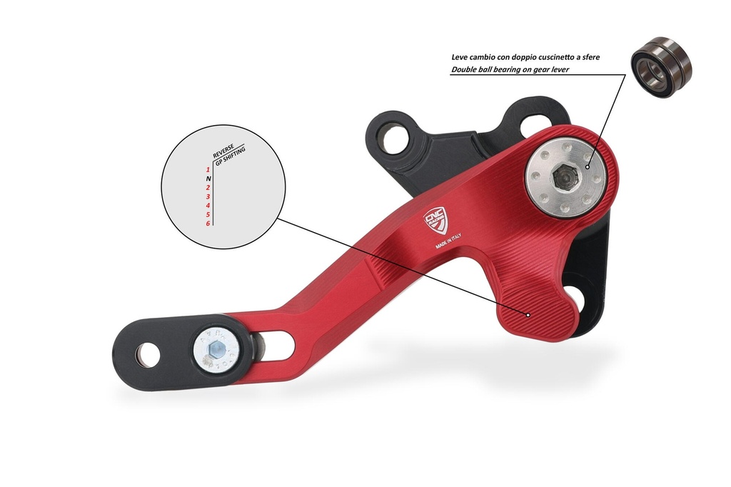 [CNC-PEC07R] Gear lever Reverse Shift (GP) Ducati Multistrada V4 / V4 S / V4 Pikes Peak / V4 RS / V4 Rally   - SLIDE (Red)