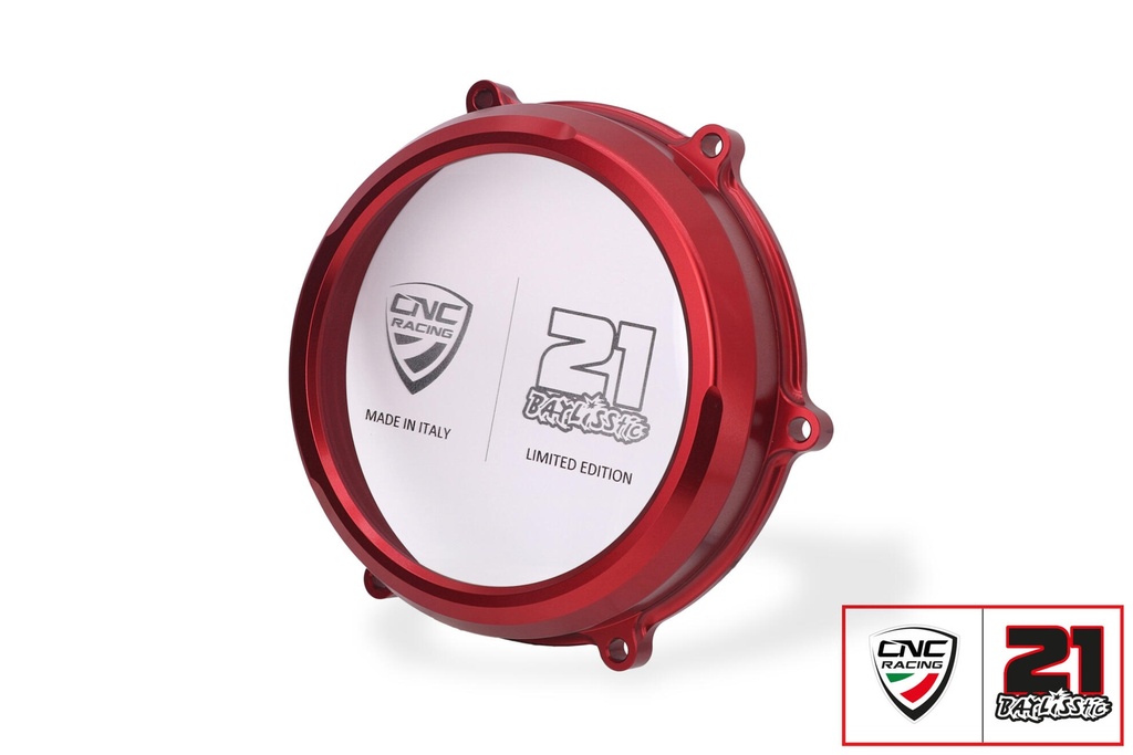 [CNC-CA210RTB] Clear oil bath clutch cover Ducati Panigale V4 - Troy Bayliss Limited Edition (Red)