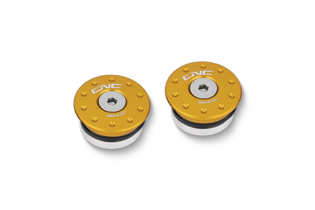 [CNC-PRT01G] Cap sets for engine guard in steel tube Ducati DesertX (Gold)