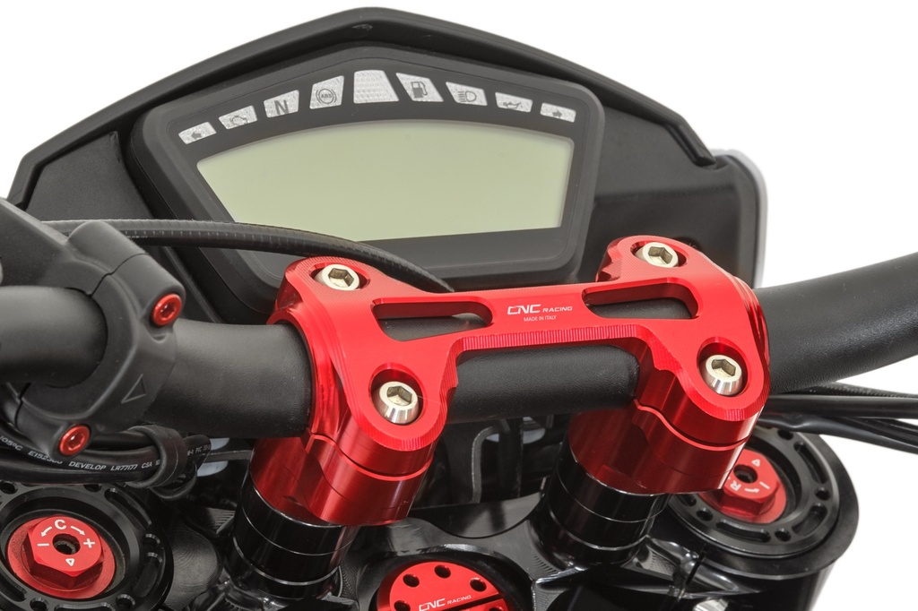 [CNC-RM241R] Riser complete for handlebar Ø 29mm H 40mm Ducati Hypermotard Hyperstrada Monster 821 and 1200 (Red)