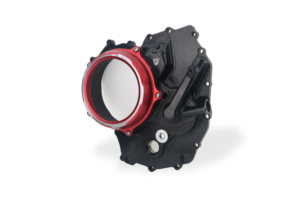 [CNC-CA511BR] Clear clutch cover Ducati Multistrada V2 - Panigale V2 - Streetfighter V2  MY2025 (Black/Red)
