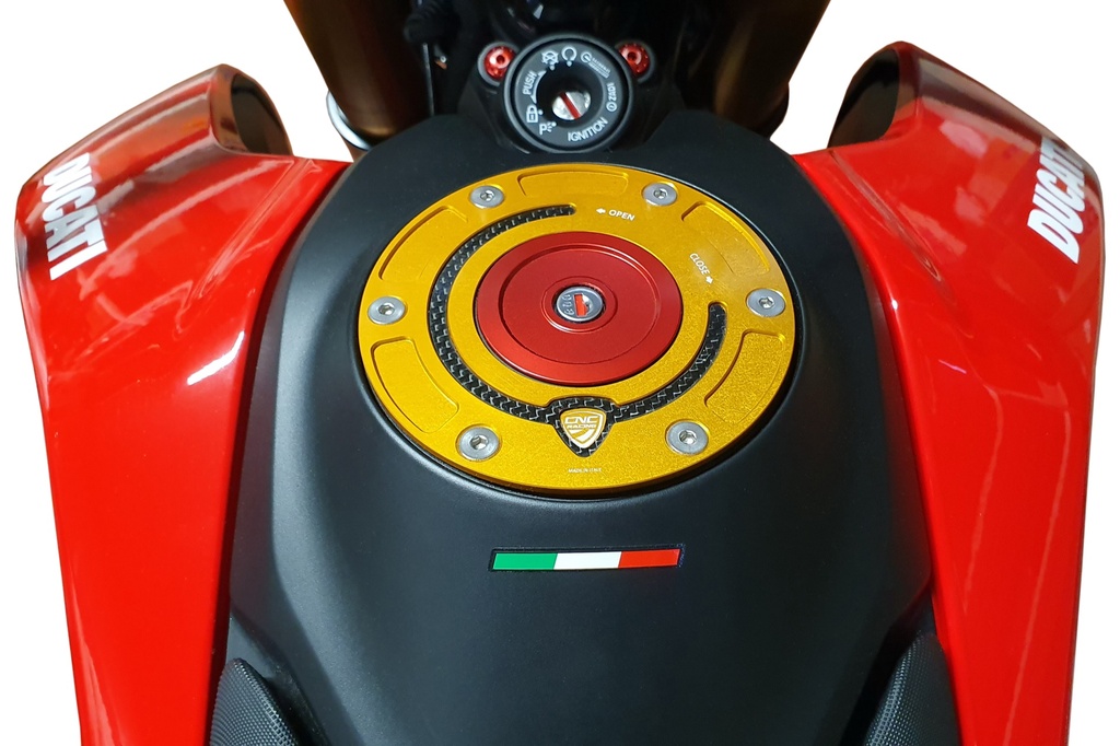 [CNC-TSB05G] Fuel tank cap - flange Carbon (Gold)