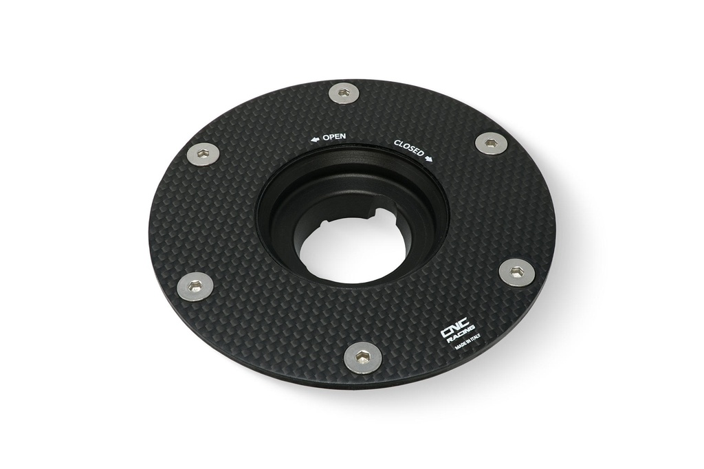 [CNC-TSB25Y] Fuel tank cap flange with carbon fiber for Ducati Diavel, Hypermotard and Multistrada (Matte)
