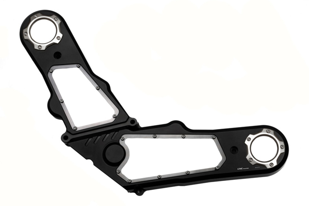[CNC-CC201BS] Trasparent timing belt cover for Ducati (Black/Silver)